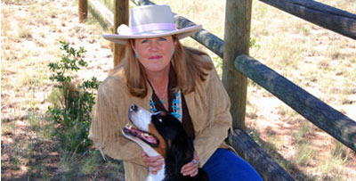 Karen Scholl and her dog Gherkin